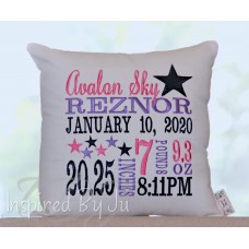 Star on top - Birth Announcement Pillow